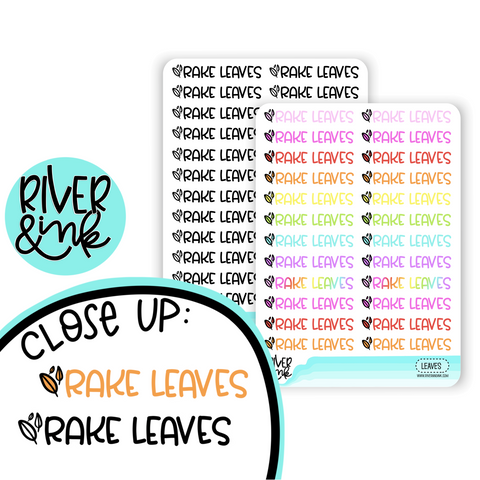 Rake Leaves Words | Hand Lettered Planner Stickers