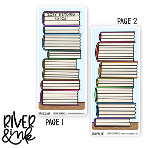 Hobonichi WEEKS 2023 Reading Goals Book Stack Reading Tracker Book Journaling Full Sheet | Hand Drawn Planner Stickers