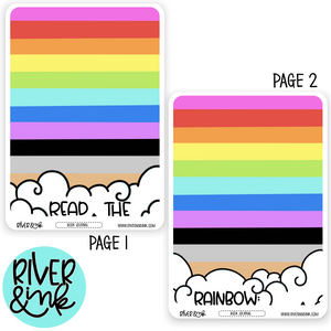 Reading The Rainbow Reading Challenge Book Journaling Full A5 Sheet | Hand Drawn Planner Stickers