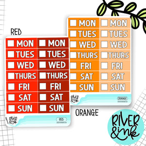 Red Orange Color Block Date Covers | Planner Stickers