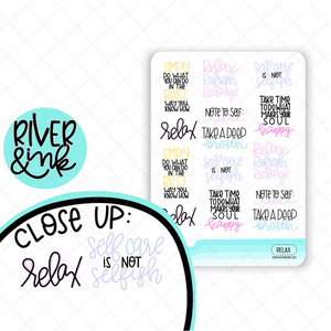 Relax Quotes | Hand Lettered Planner Stickers