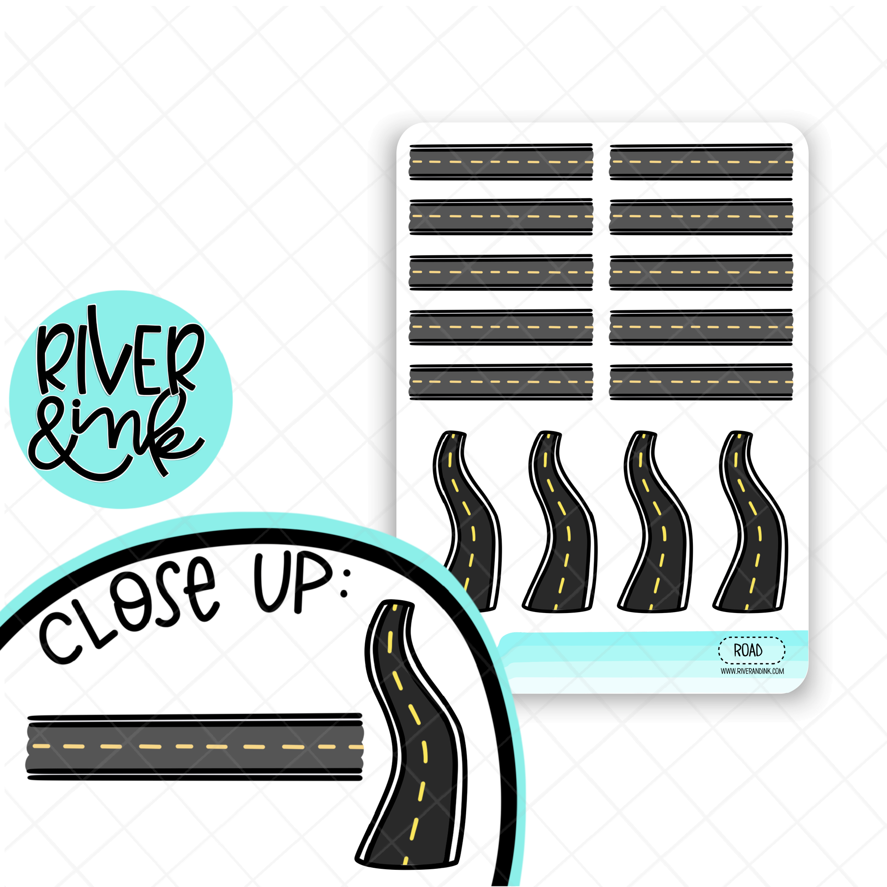 Road Dividers | Hand Drawn Planner Stickers