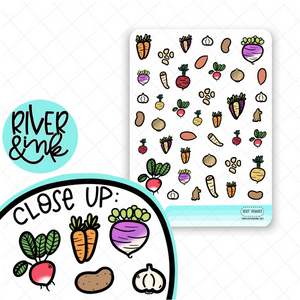 Root Veggies Variety Food Icons | Hand Drawn Planner Stickers