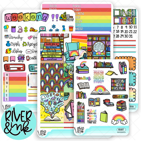 Reading Rainbow| Weekly Vertical Planner Stickers Kit