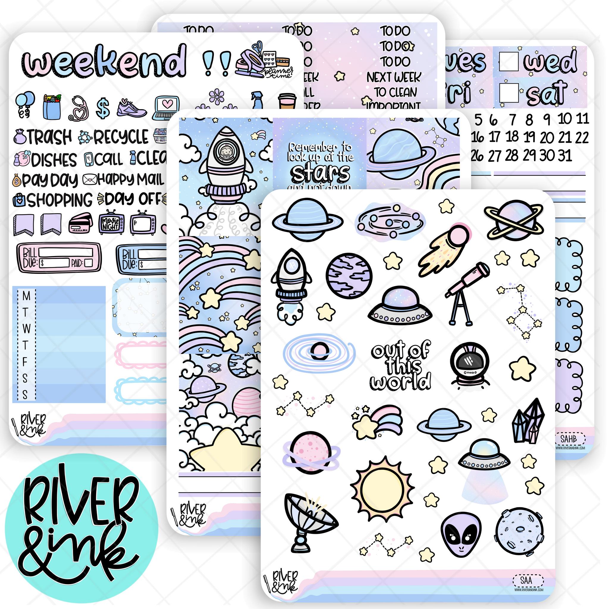 Space Age | Vertical Stickers Kit Planner Stickers