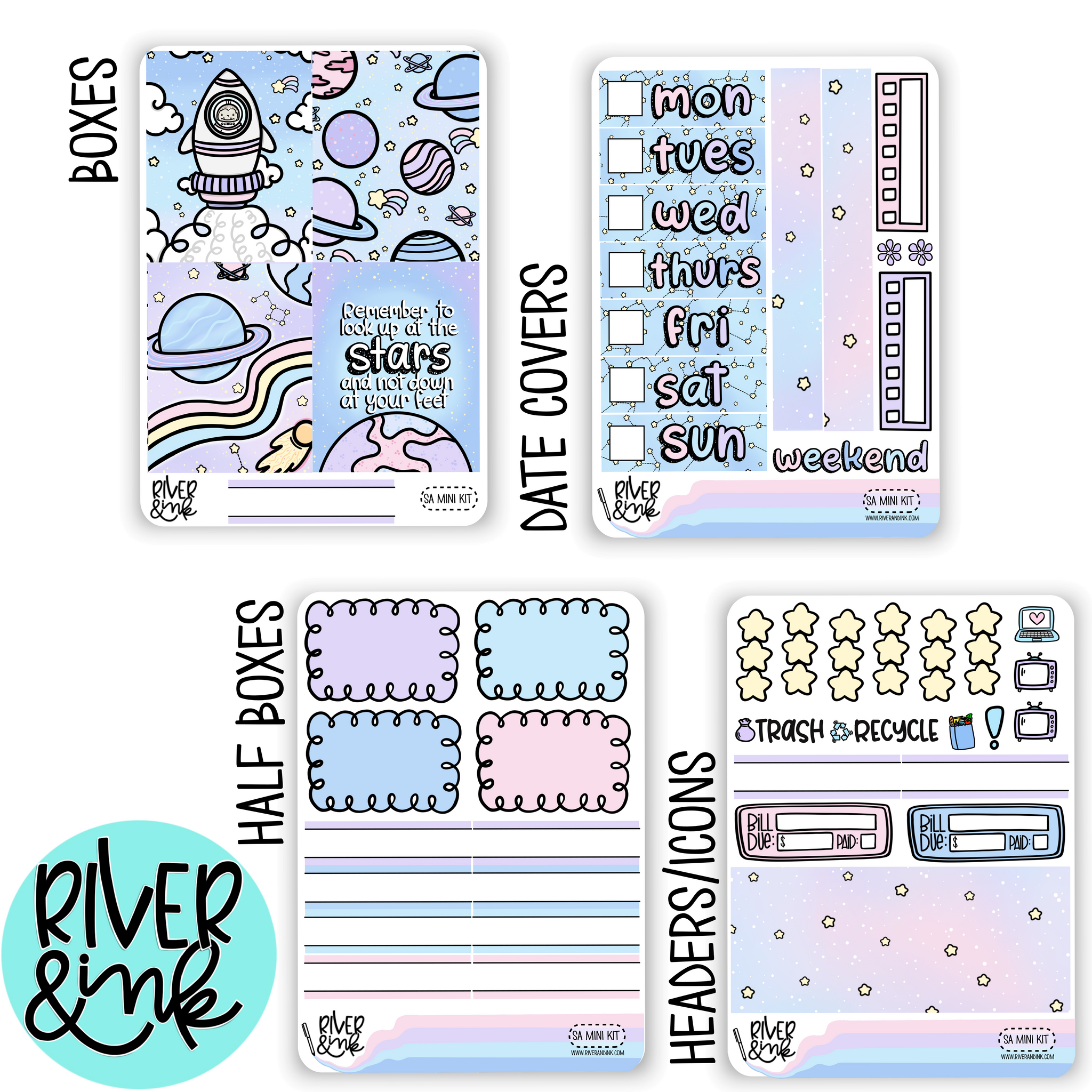 Space Age | Mini Weekly Planner Stickers Kit