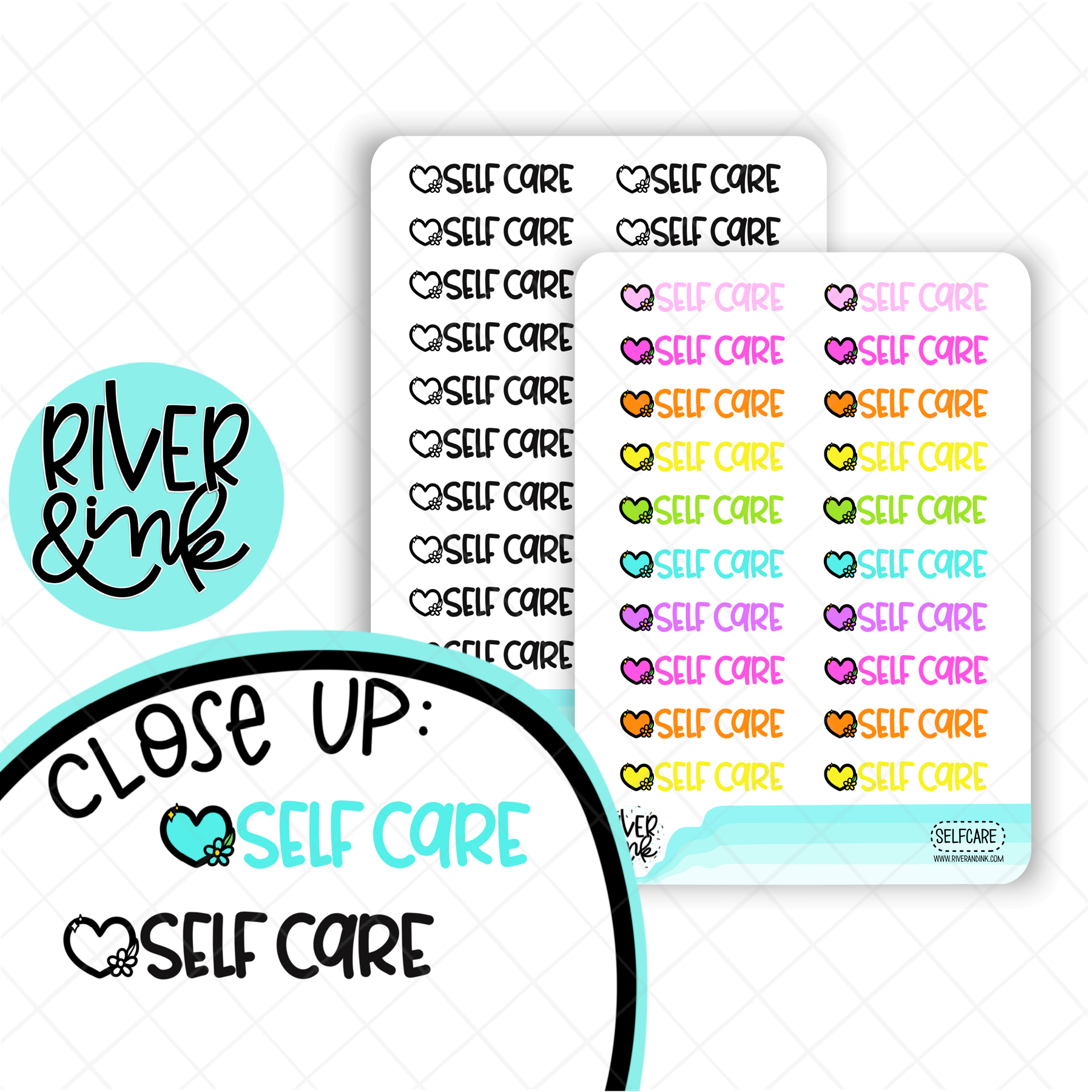 Self Care | Hand Lettered Planner Stickers