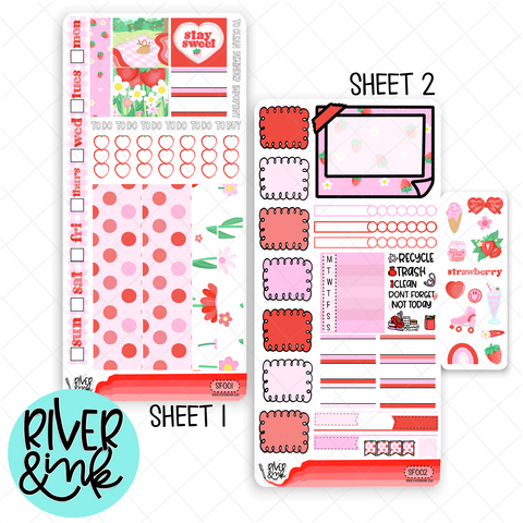 Strawberry Fields | Hobonichi Weeks Sticker Kit Planner Stickers