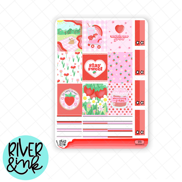 Strawberry Fields | Hobonichi Cousin l Planner Stickers Kit