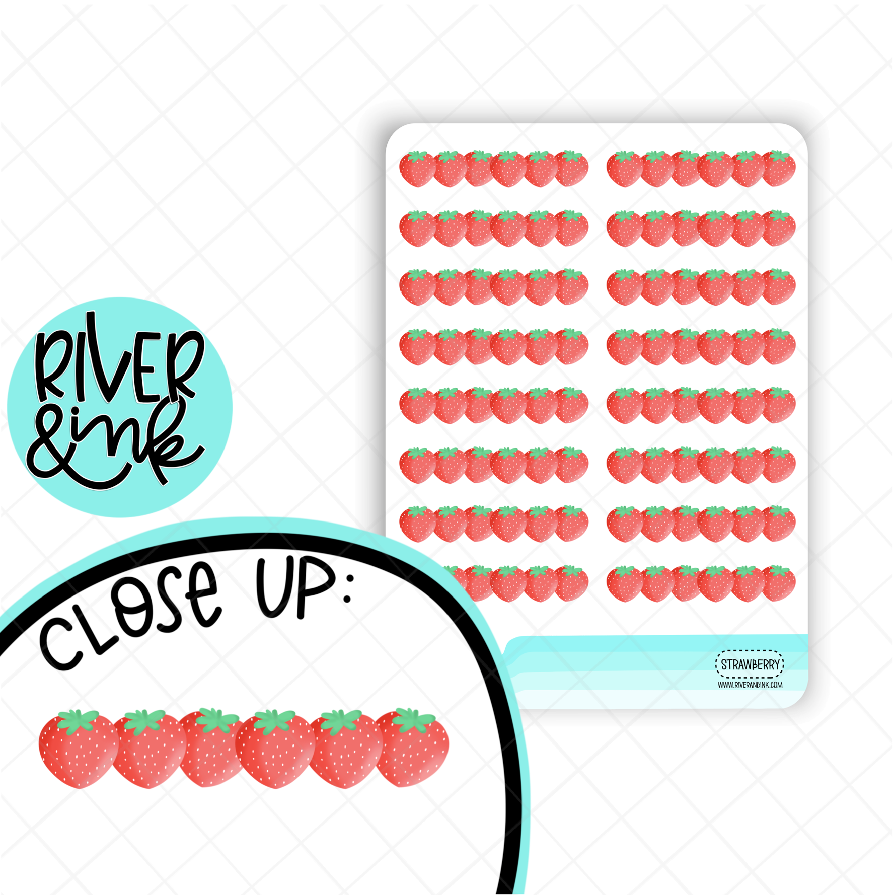 Strawberry Divider | Hand Drawn Planner Stickers