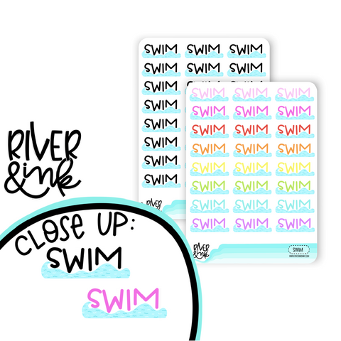 Swim | Hand Lettered Planner Stickers