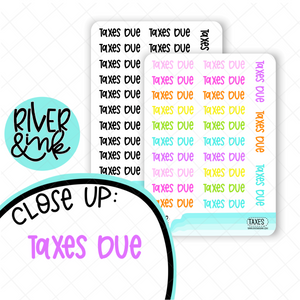 Taxes Due | Hand Lettered Planner Stickers