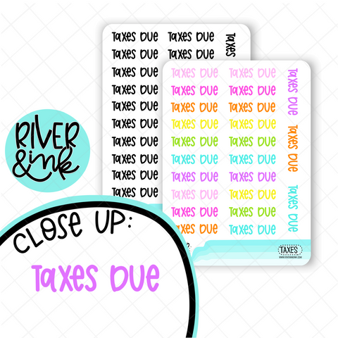 Taxes Due | Hand Lettered Planner Stickers