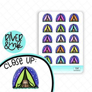 Tent Camping Biggie Sass Planner Character | Hand Drawn Planner Stickers
