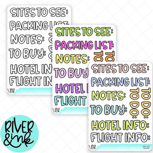 Travel Note Page Words | Hand Lettered Planner Stickers