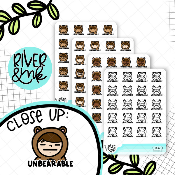 UnBEARable Planner Characters | Hand Drawn Planner Stickers