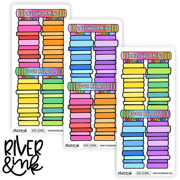 A5, B6, and Weeks 2023 Upcoming Book Releases Journaling Full Sheet | Hand Drawn Planner Stickers