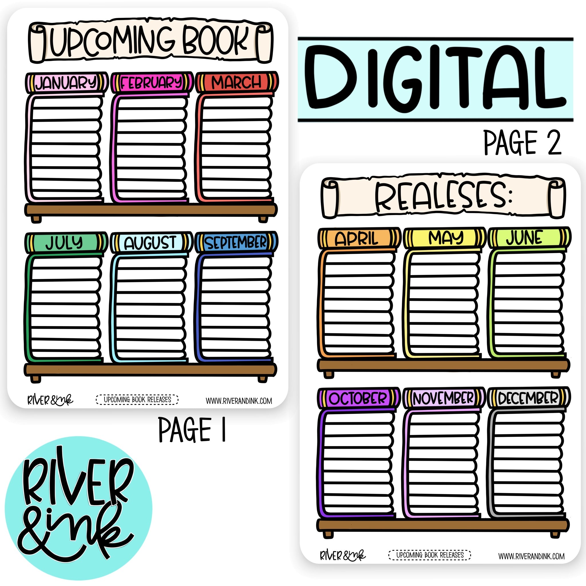 Digital Download Upcoming Releases Book Journaling Pages *PERSONAL USE ONLY*