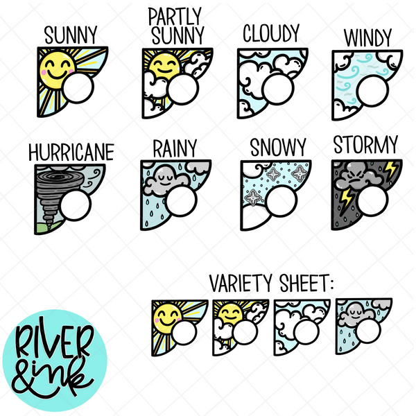 Weather Corners | Hand Drawn Planner Stickers