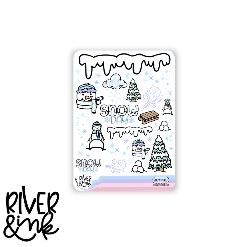Winter Snow Deco | Hand Drawn Planner Stickers