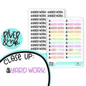 Yard Work Words | Hand Lettered Planner Stickers