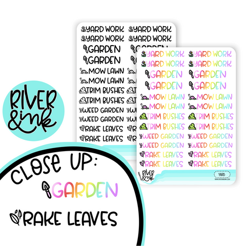 Garden Yard Work Variety | Hand Lettered Planner Stickers
