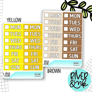Yellow Brown Color Block Date Covers | Planner Stickers
